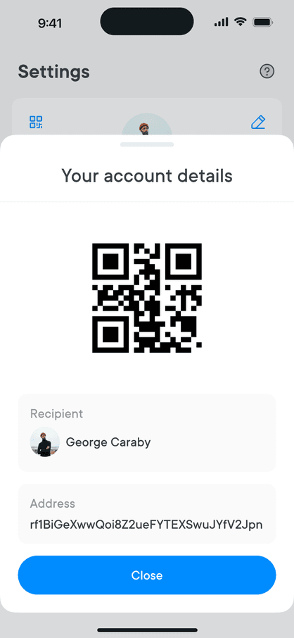CBDC Wallet QR payment screen